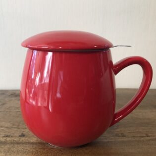 tea mug 12oz red with strainer